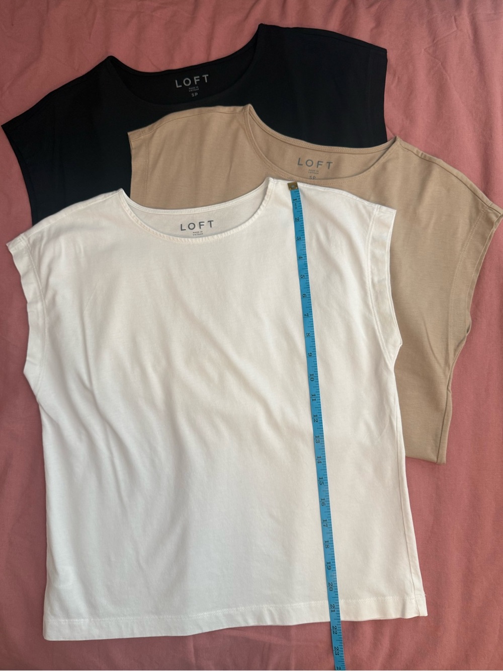 LOFT Women's Modern Wedge Tee Trio - White, Black, Tan